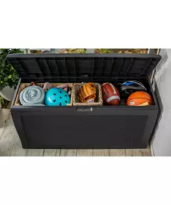 BAULE DA ESTERNO CON RUOTE KETER "SAMOA" IN RESINA MARRONE 270 LT 116X44,7X57 CM